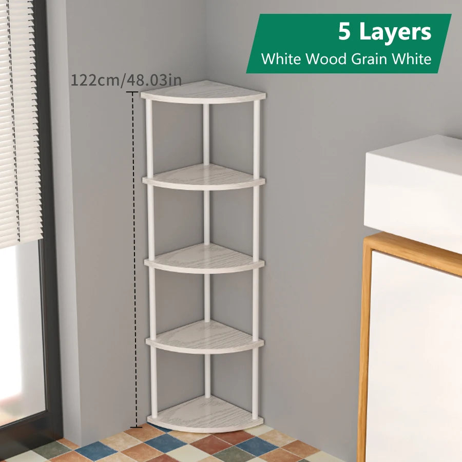Étagère d'angle design simple à plusieurs étages - Blanc 5 couches Étagère d'angle