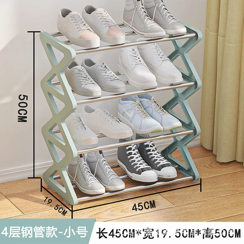 Étagère chaussures bois pour petit espace - 4L 45cm Bleu