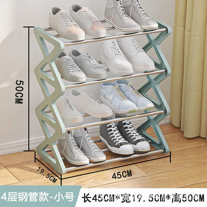 Étagère chaussures bois pour petit espace - 4L 45cm Bleu