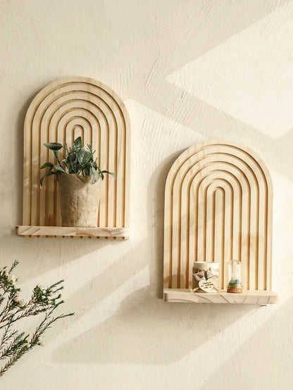 étagère murale en bois en forme d'arche -