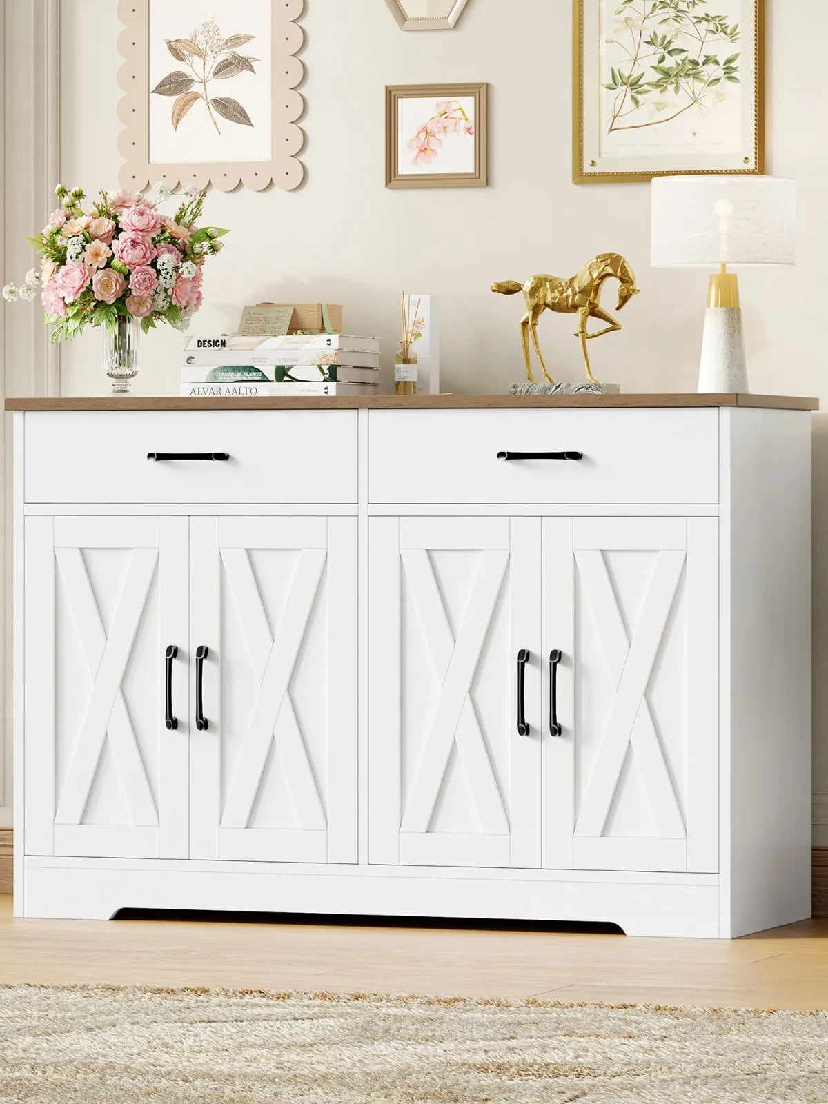 Meuble de rangement industriel de 120cm de large - Blanc Meuble à chaussure