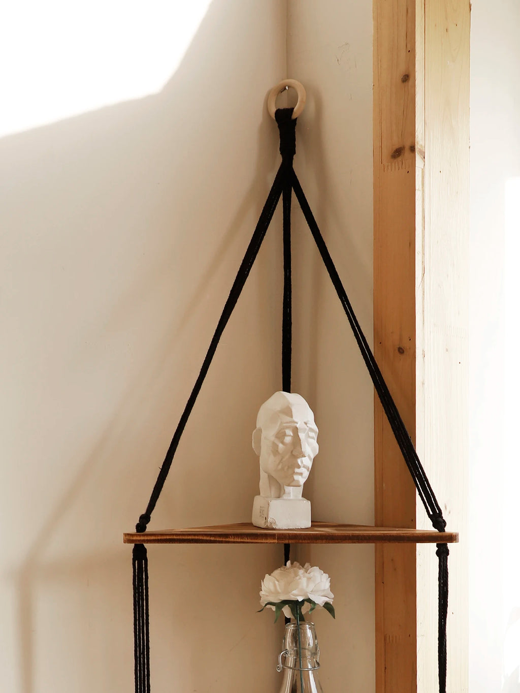 étagère bois d'angle triangulaire à 3 niveaux muraux -