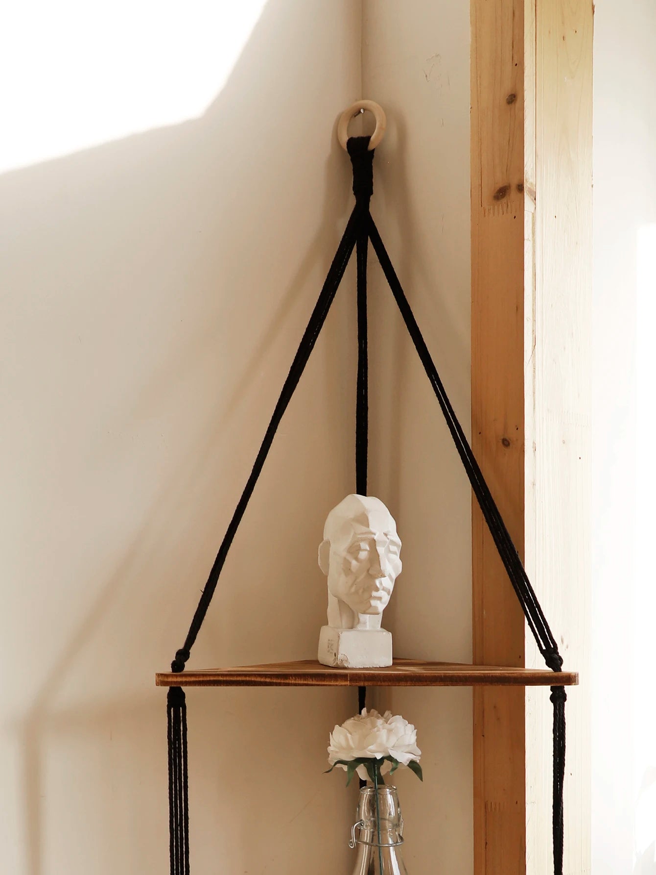 étagère bois d'angle triangulaire à 3 niveaux muraux -