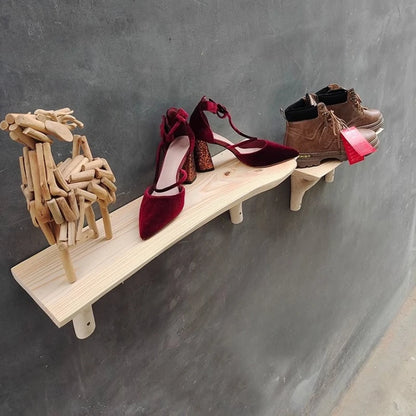 étagère murale à forme de planche et branche suspendue -