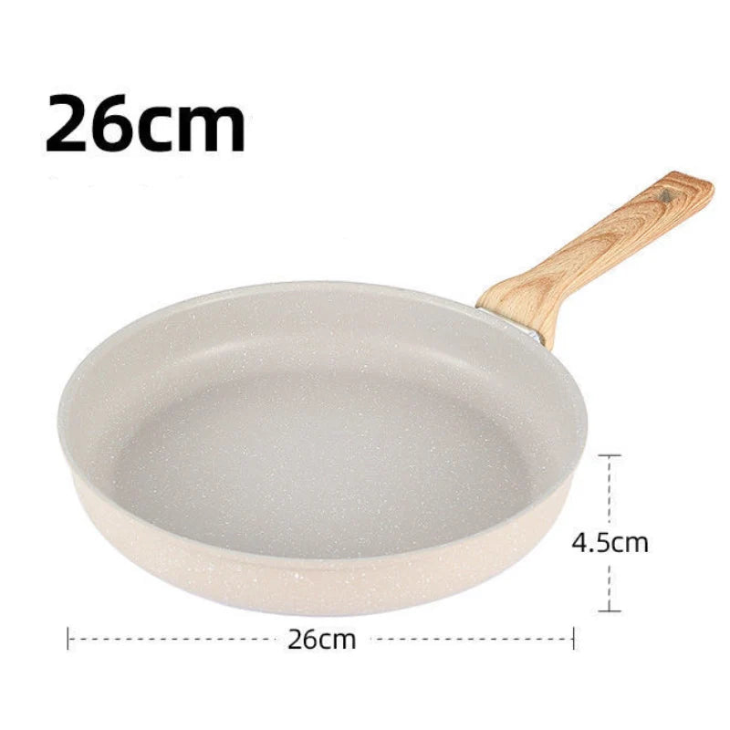 Poêle céramique compatible à induction avec poignée en bois -