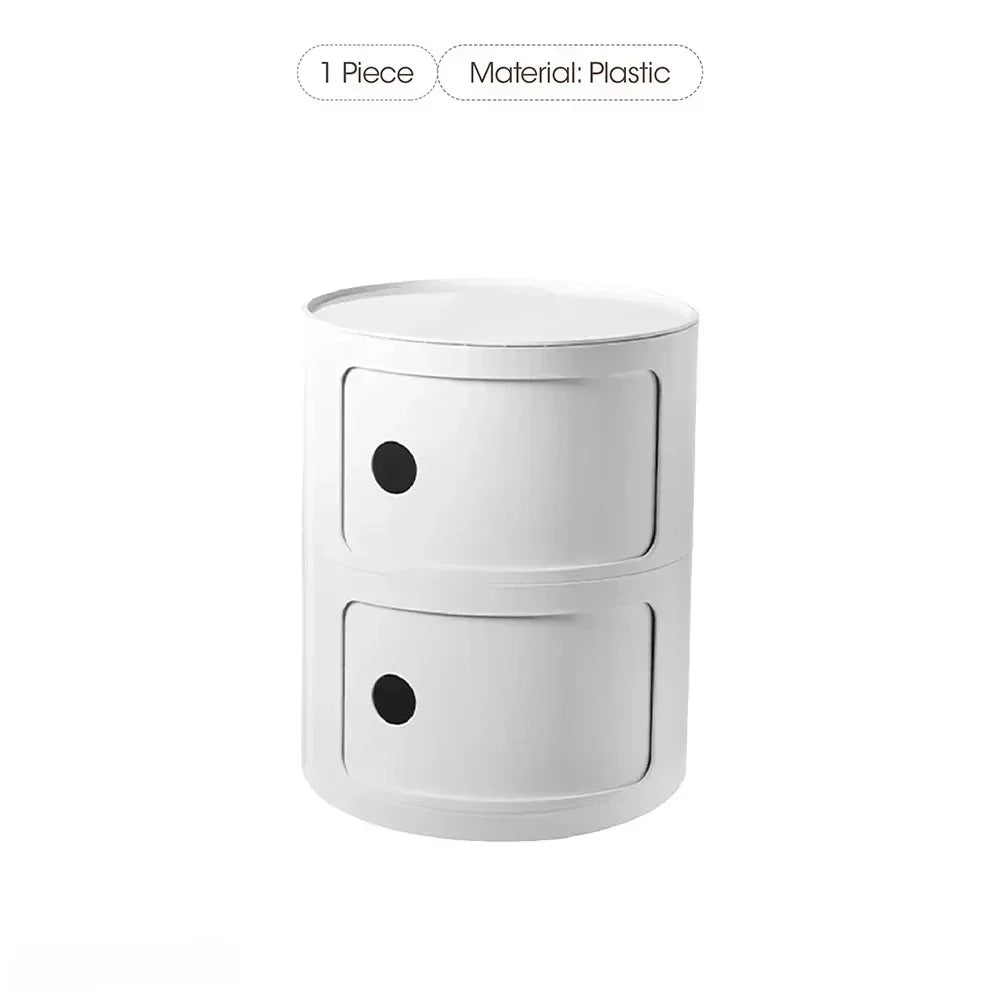 Table de nuit ronde nordique simple - 2 couches blanches