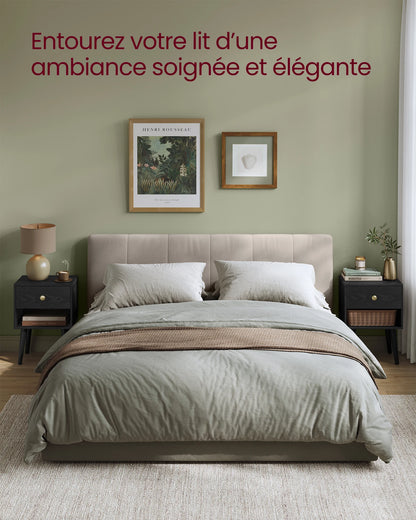 Table de nuit simple noir en bois -