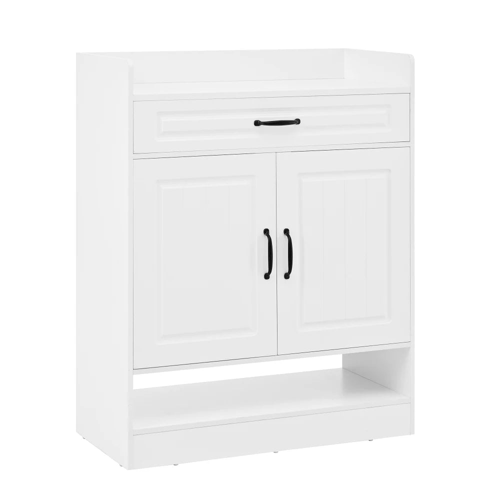 Meuble à chaussure moderne à poignées noires - 75×36×95.5cm - Meuble à chaussure Blanc