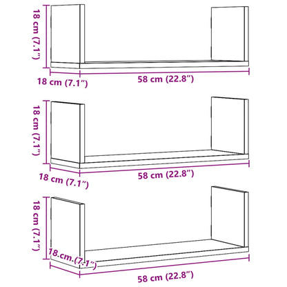 étagère murale livre 3 pcs Blanc 58x18x18 cm -
