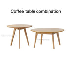 Table basse bois massif ronde de taille moyenne - Café table set