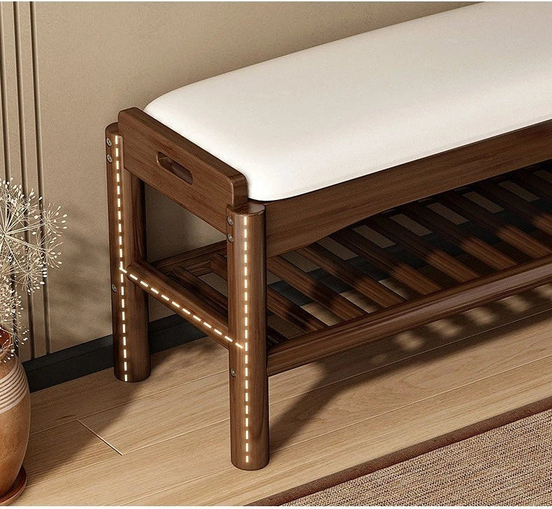 Meuble à chaussure en bois avec tabouret pour l'entrée de la maison -