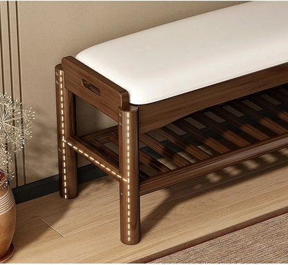 Meuble à chaussure en bois avec tabouret pour l'entrée de la maison -