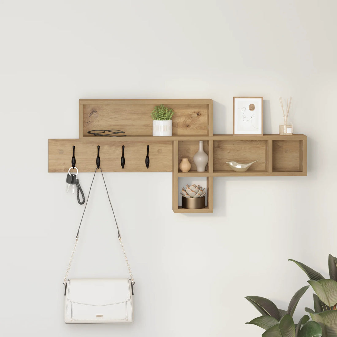 étagère murale bois naturel 100 x 12 x 43.5 cm -