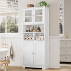 Meuble de rangement de style armoire de cuisine haute en bois - Blanc Meuble de rangement