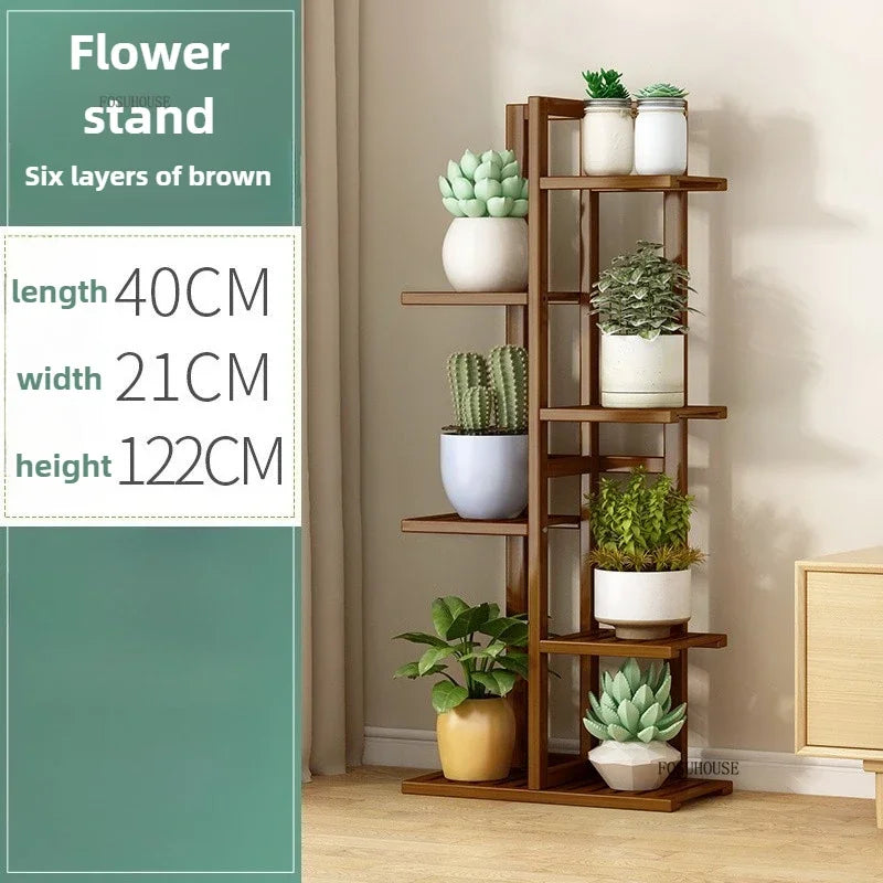 Étagère plante en bois massif pour balcon - AE