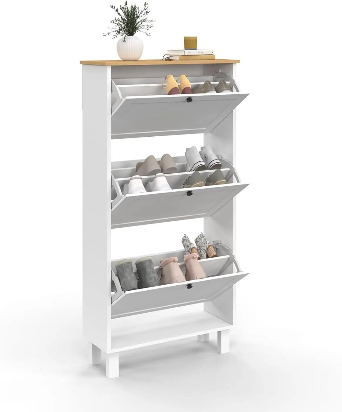 Étagère chaussures d'entrée blanche -