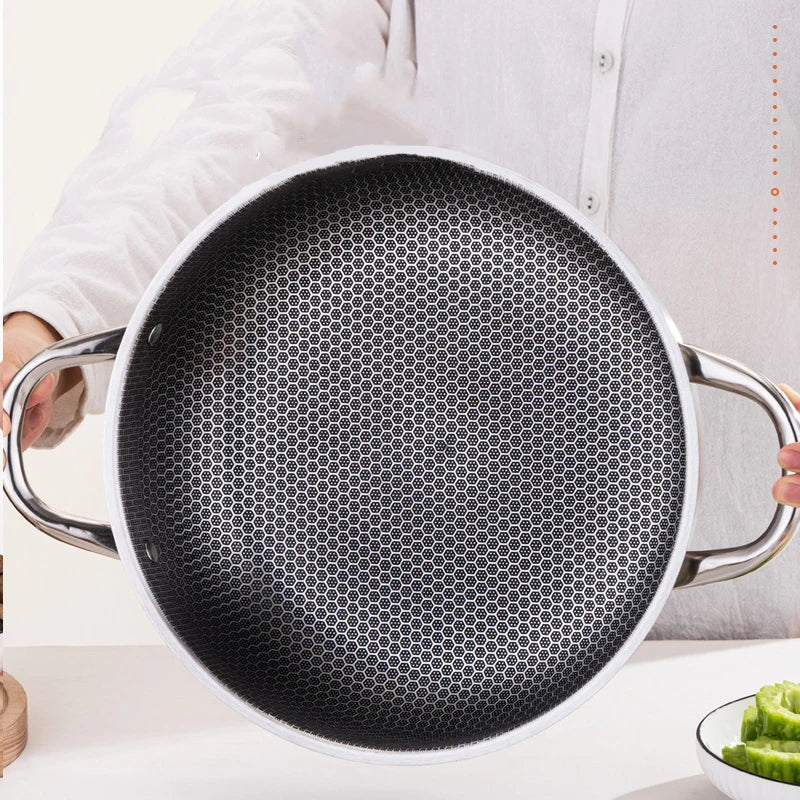 Poêle inox pour induction à pogné double -