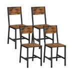 Chaise salle à manger pieds métal 4 ensembles - Marron Rustique et Noir d'encre Chaise salle à manger