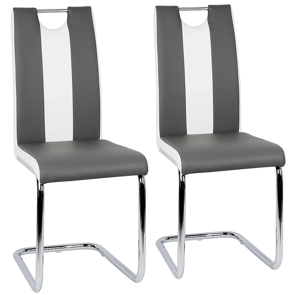 Chaise salle à manger similicuir noir 2 pièces - Dark gris Chaise salle à manger