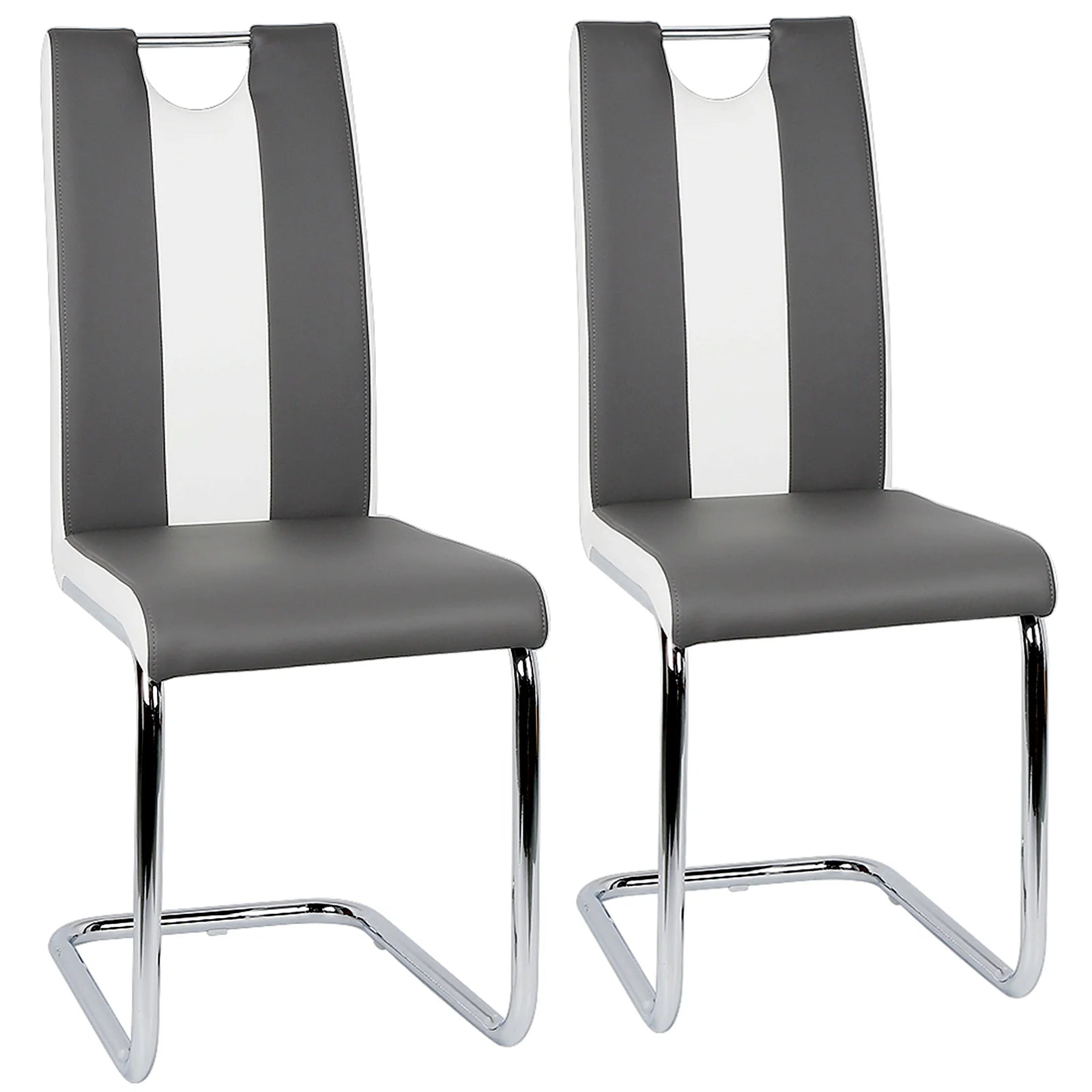 Chaise salle à manger similicuir noir 2 pièces - Dark gris Chaise salle à manger