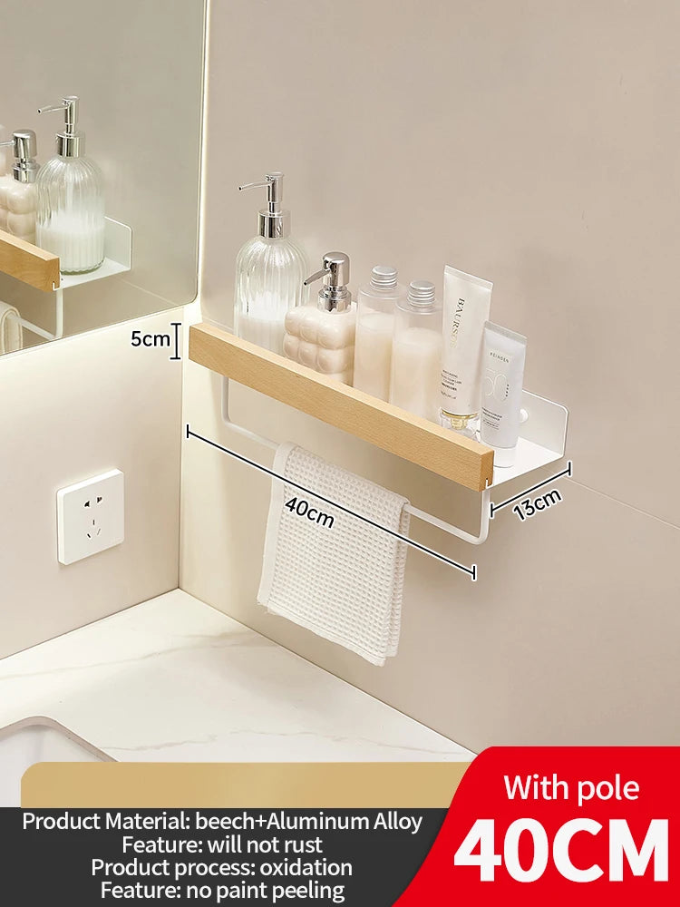 étagère murale salle de bain design moderne et tendance - Bois blanc 40cm bar