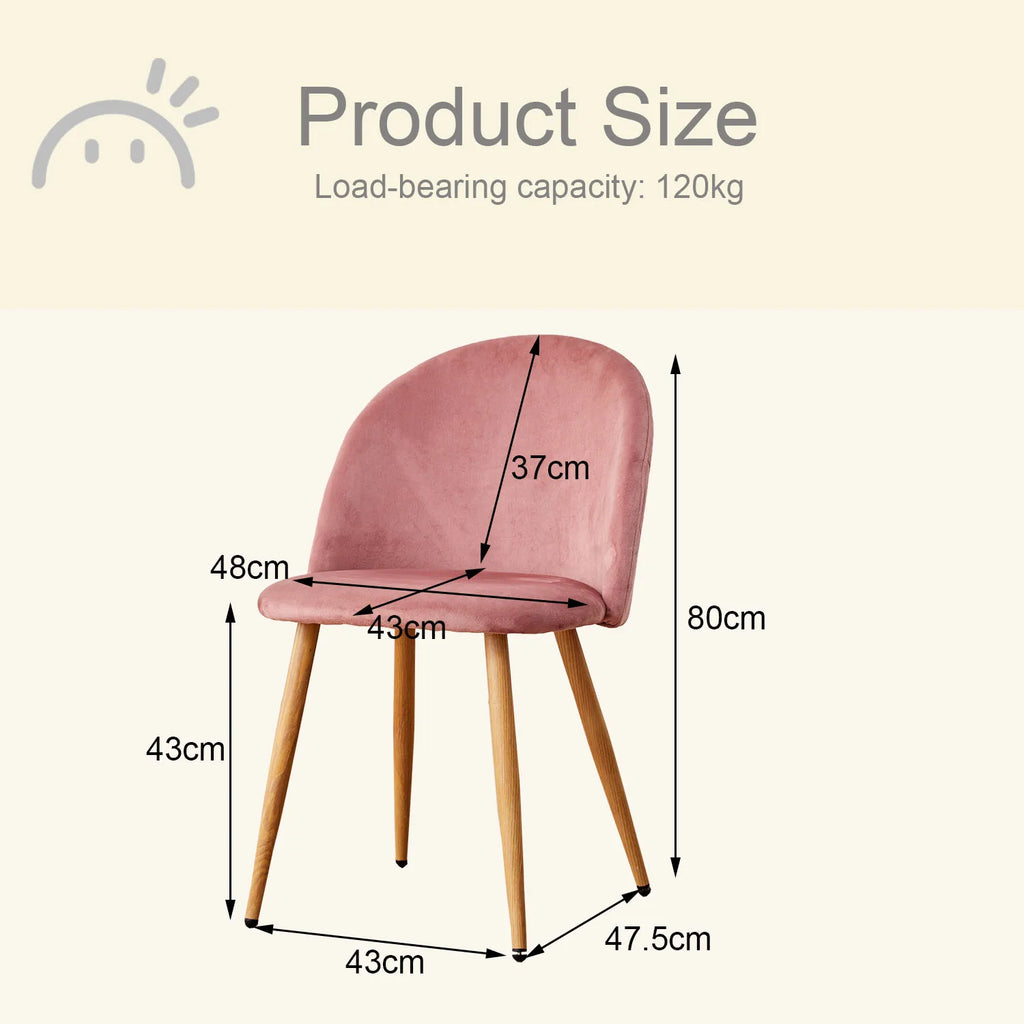 Chaise salle à manger bleu 4 ensemble en velours et pieds métal -