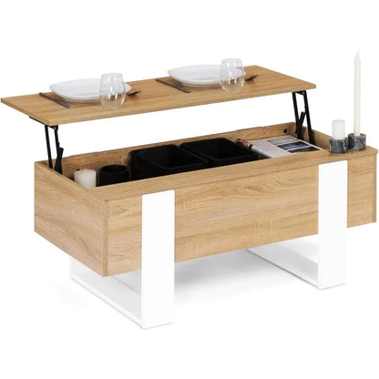 Table basse bois naturel clair élevable -