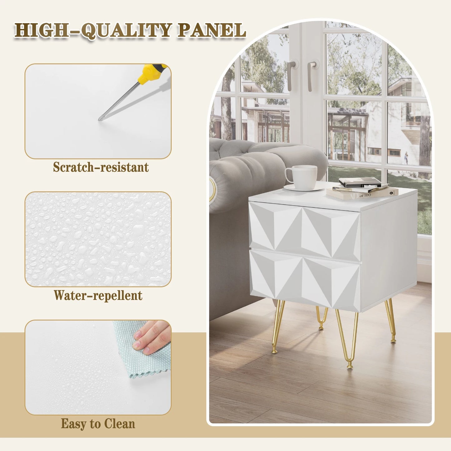 Table de chevet dimension 40x53x40cm décorative moderne -