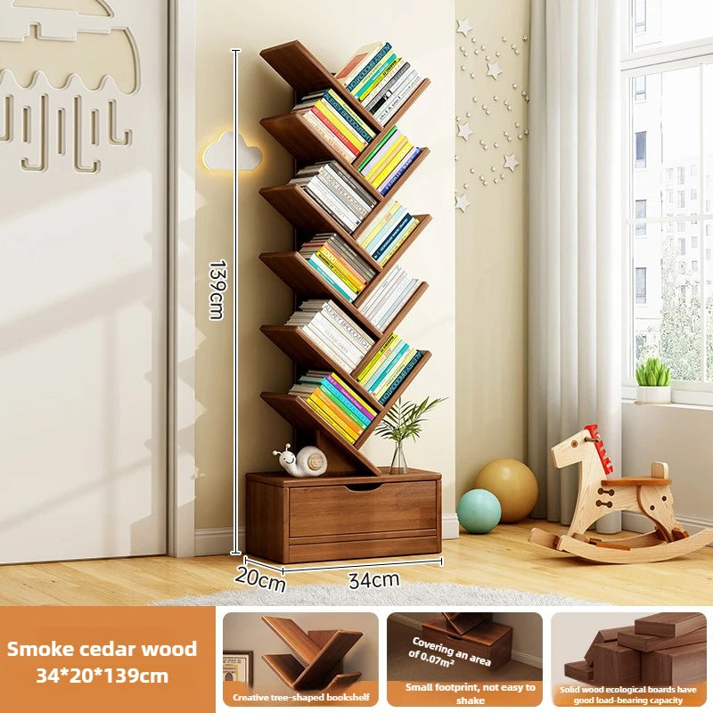 Étagère d'angle bois de luxe - Smoky 34x20x139CM