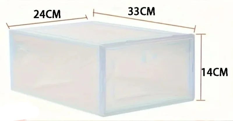 Meuble à chaussure de style boite en plastique transparente -