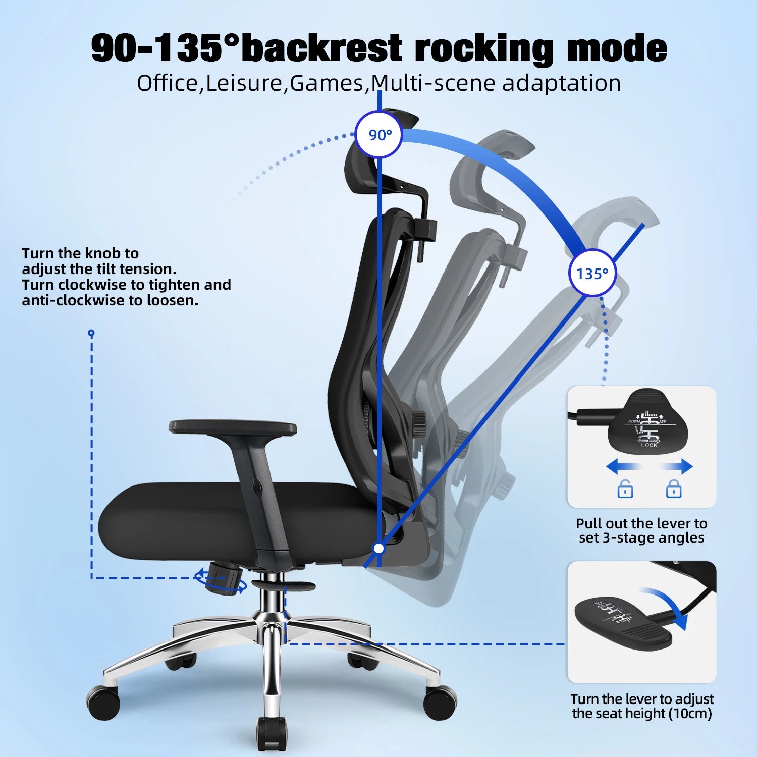 Chaise de bureau robuste inclinable -