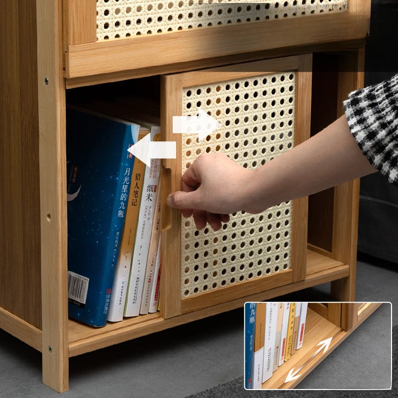 Table de nuit rangement rétro de couleur marron -