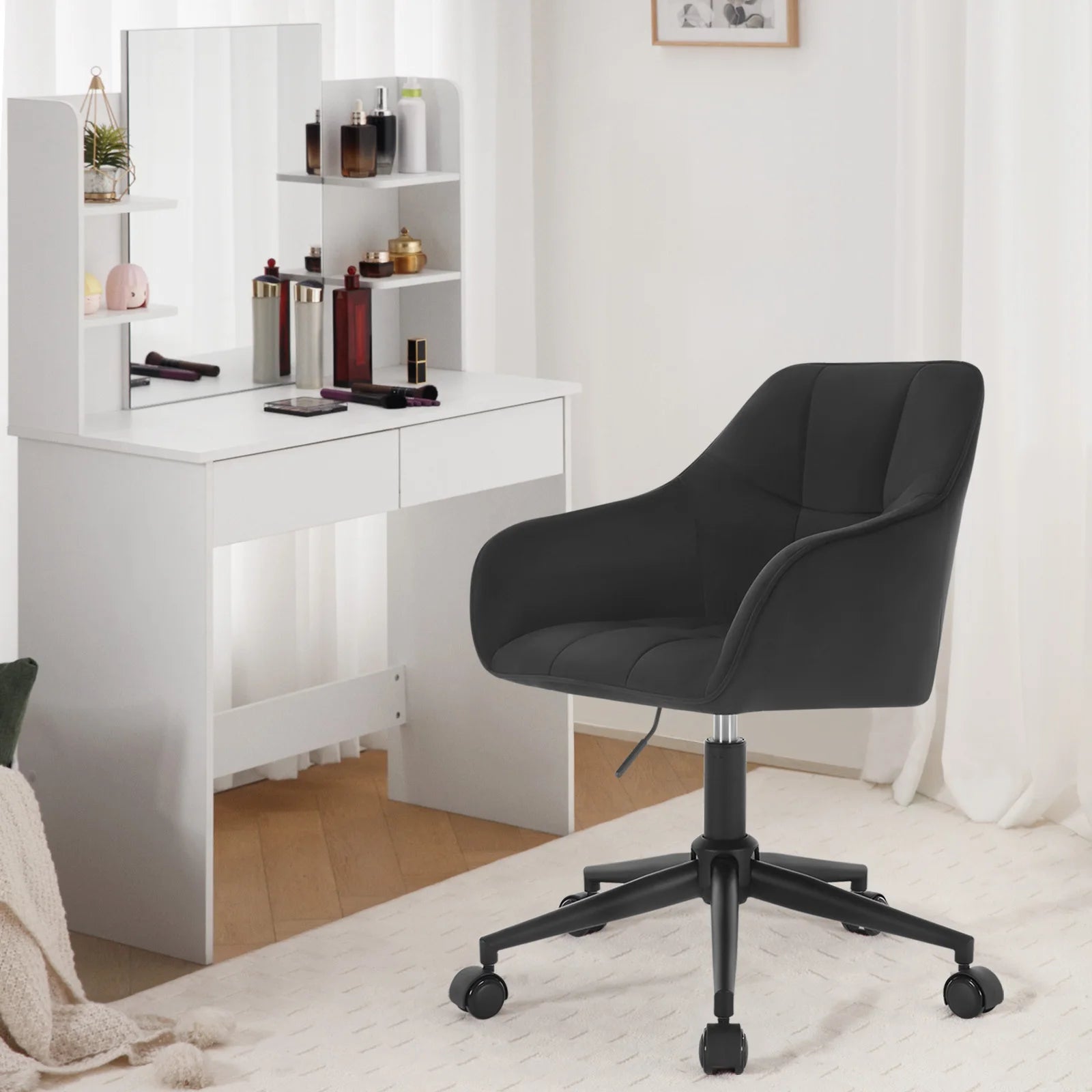 Chaise de bureau pivotante en velours -