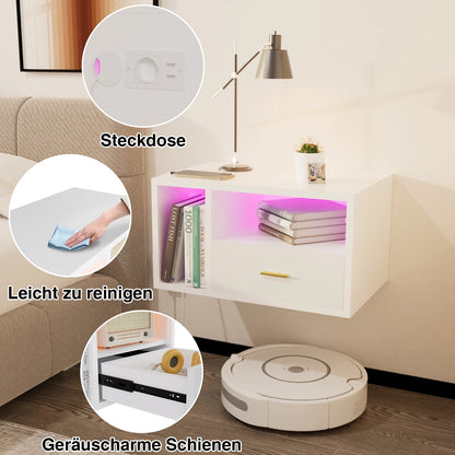 Table de nuit suspendue avec station de charge -