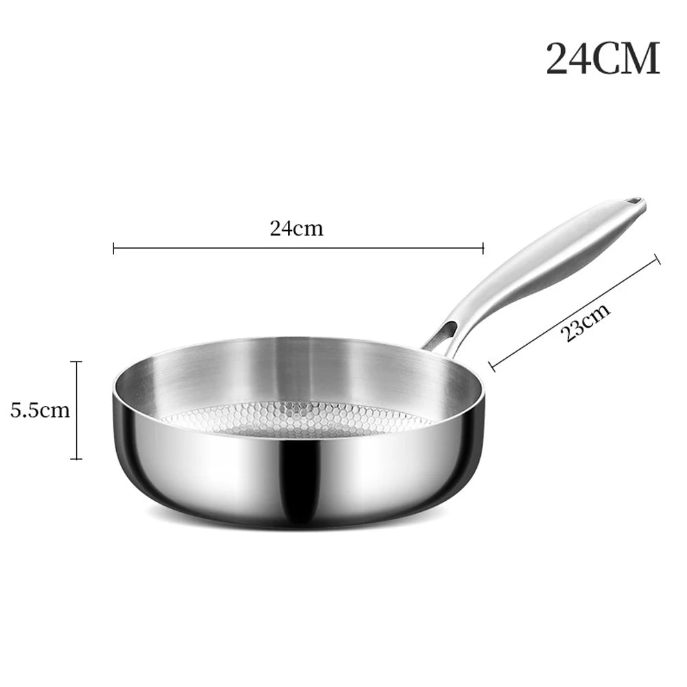 Wok poêle en inox solide - 24cm