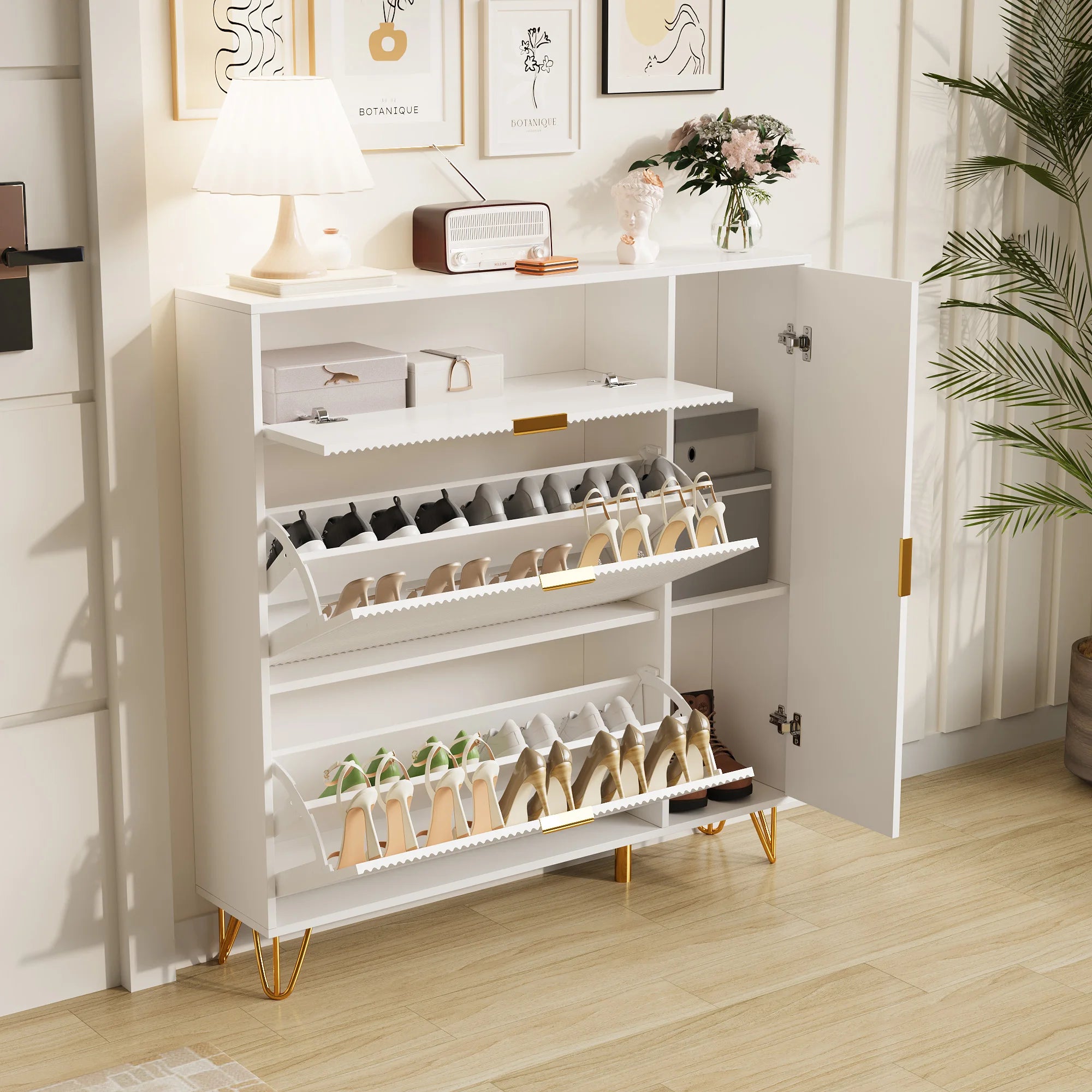 Meuble à chaussure dispositif anti basculement -