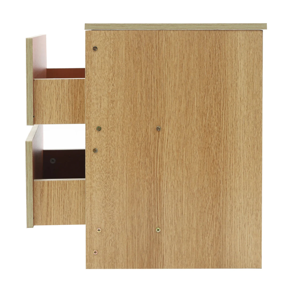 Table de chevet bois massif avec petite commode à 2 tiroirs -