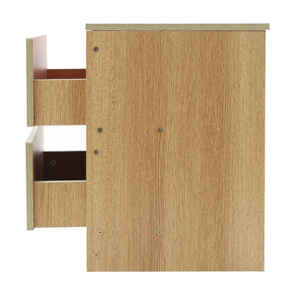 Table de chevet bois massif avec petite commode à 2 tiroirs -