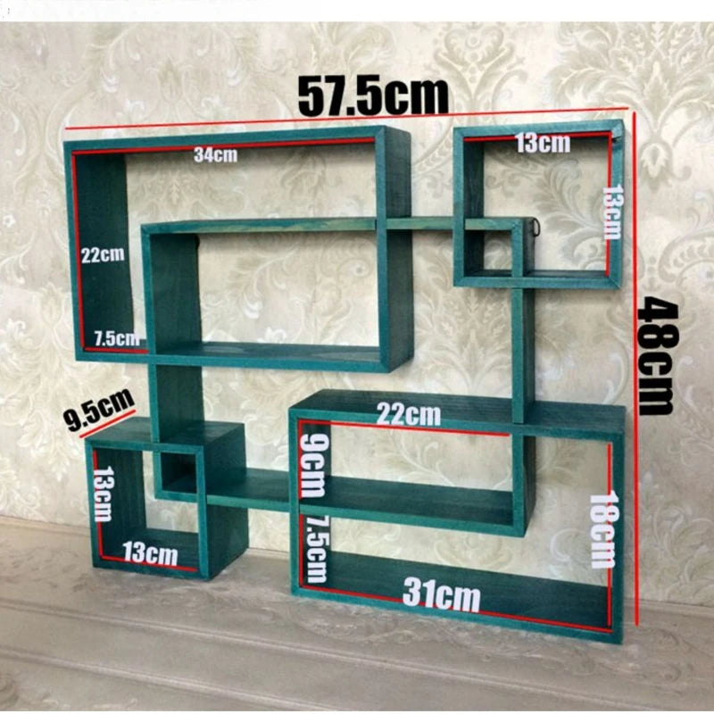 étagère murale en bois ancien à multi compartiments -