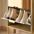 Meuble chaussure doré à 3 rabats -