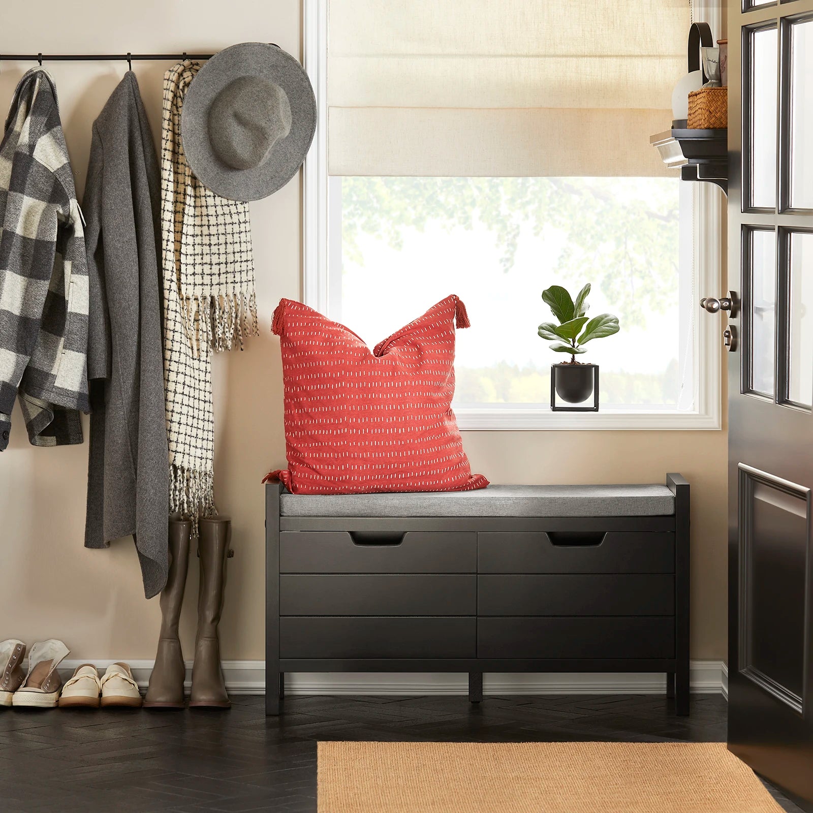 Meuble à chaussure de style banquette de dimensions 91x50x30cm - Noir Meuble à chaussure