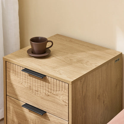 Table de chevet marron de type moderne avec tiroirs - 40x42x47 -