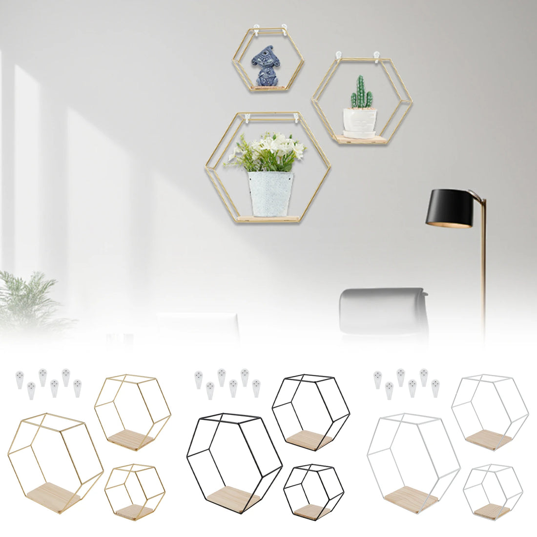 étagère murale en métal 3Pcs -