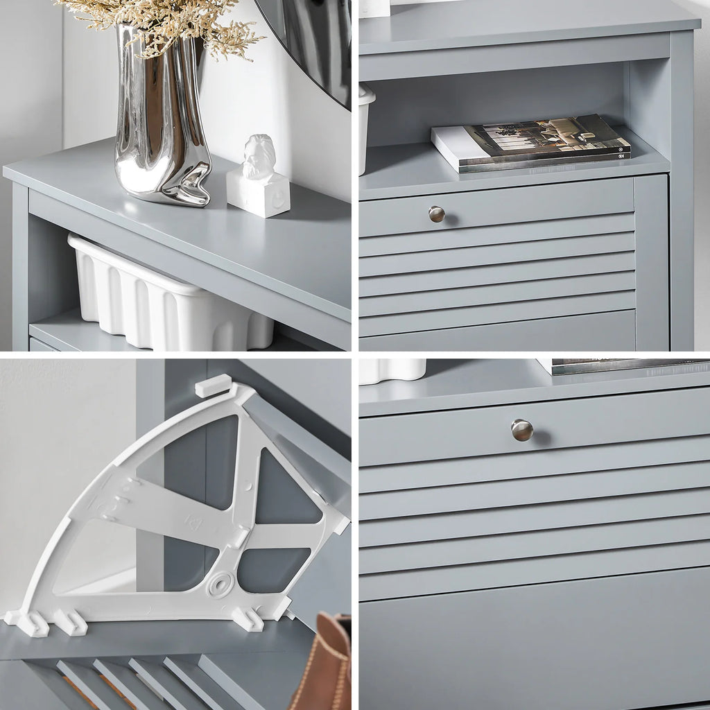 Meuble à chaussure grise et blanche de dimensions - 80x108x25cm -