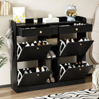 Meuble à chaussure blanc avec 4 portes pliantes -