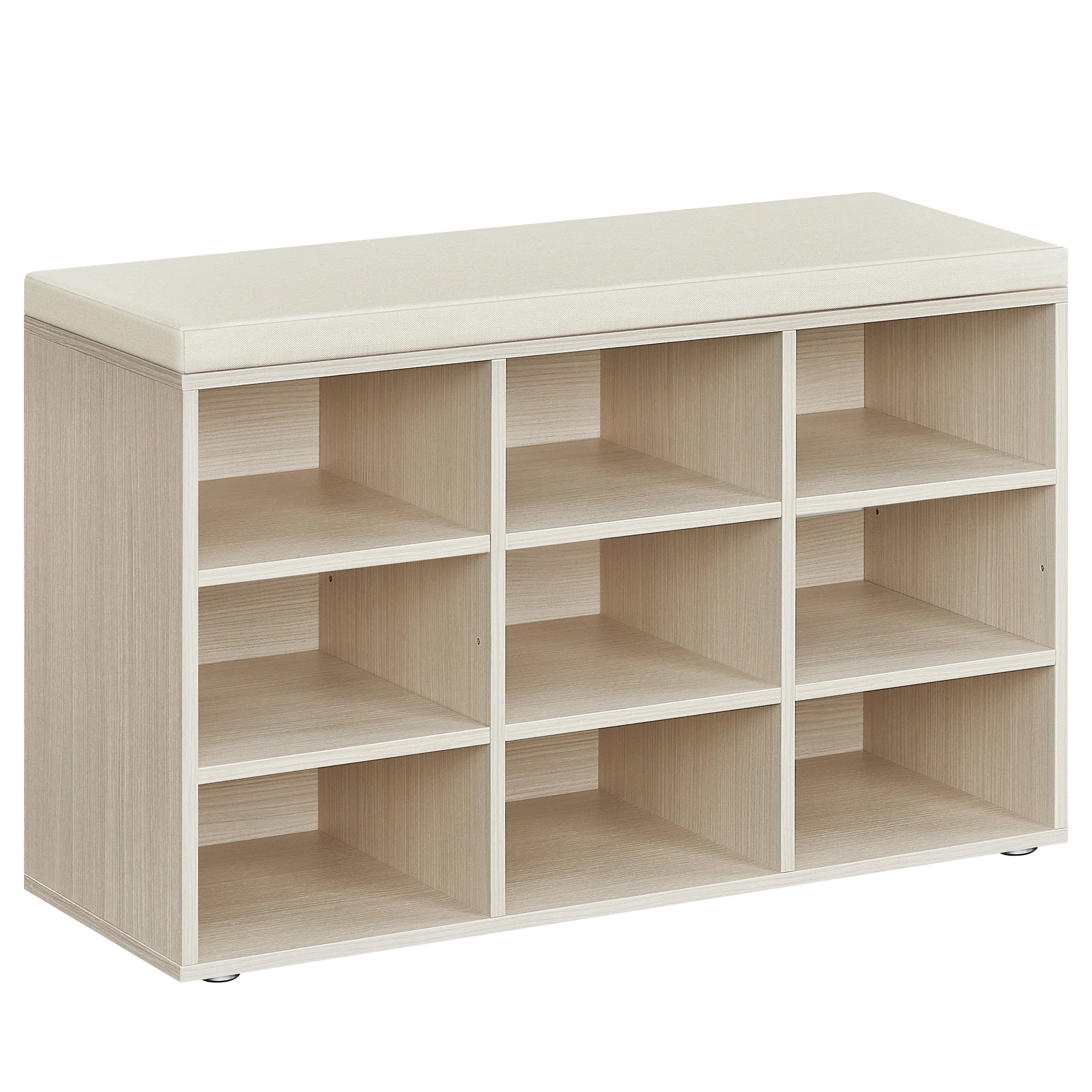 Grand meuble à chaussure et banc 9 Compartiments - Beige Naturel 78,6cm x 30,3cm x 48cm