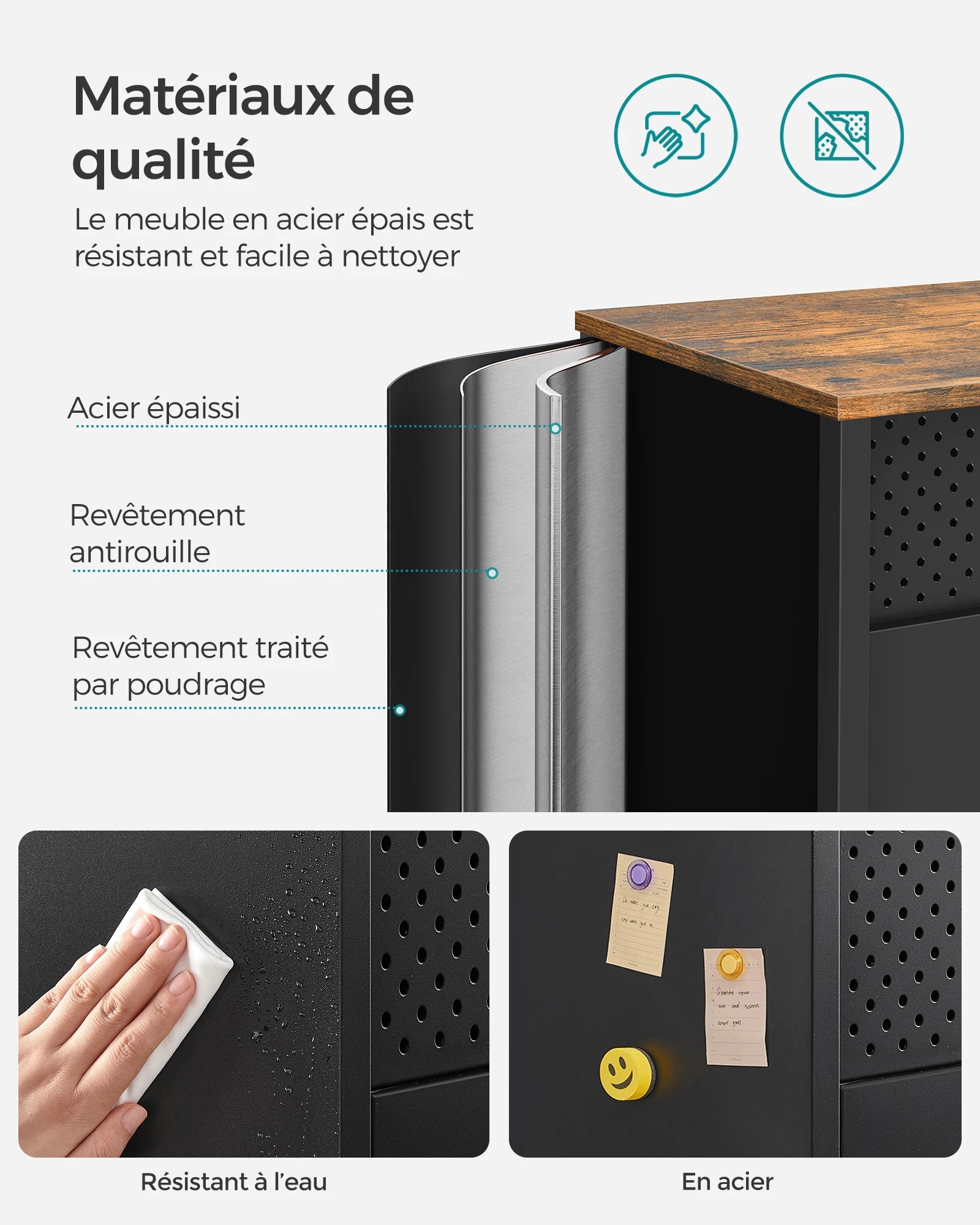 Meuble de rangement 2 portes à fermeture magnétique 40 x 80 x 76 cm -