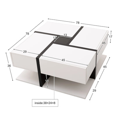Table basse moderne géométrique blanche 78×78×36 cm -