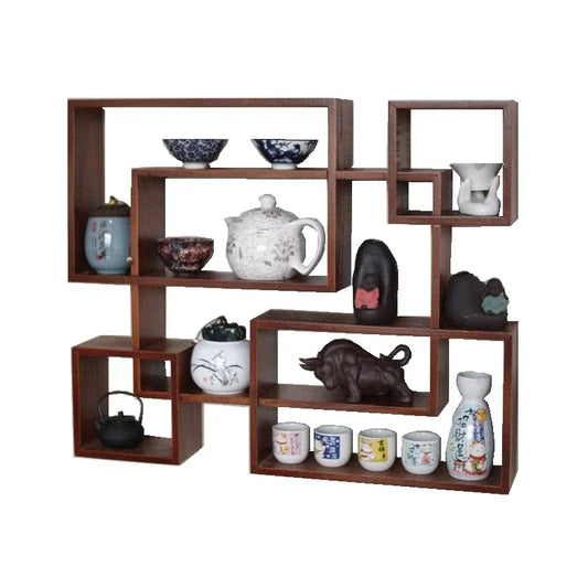 étagère murale en bois ancien à multi compartiments -