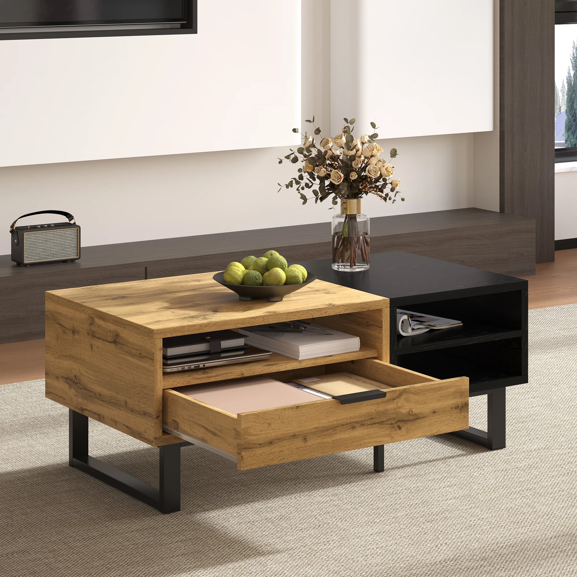 Table basse bois massif rectangulaire 100×50×40 cm -